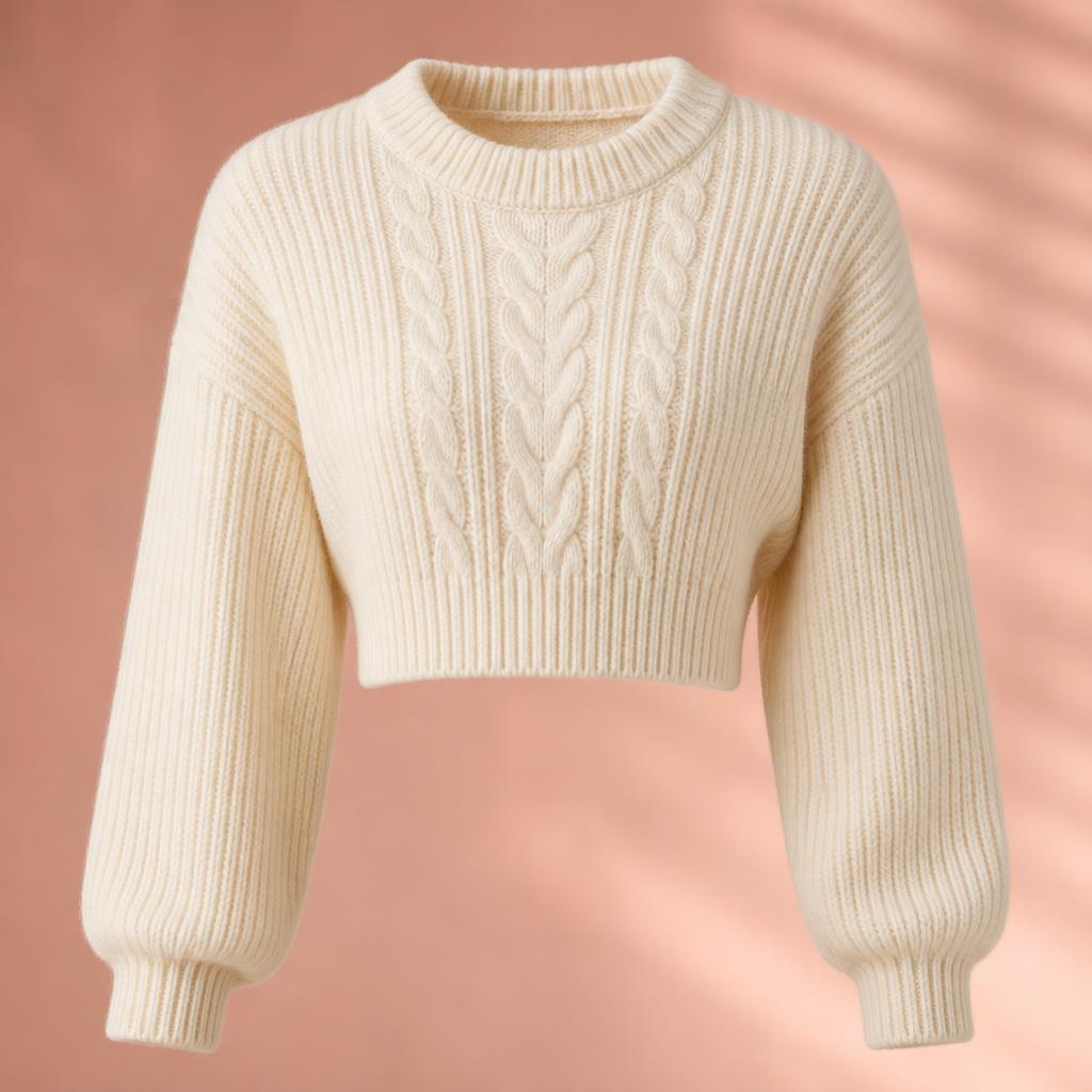 Blusa Cropped Tricô Off White