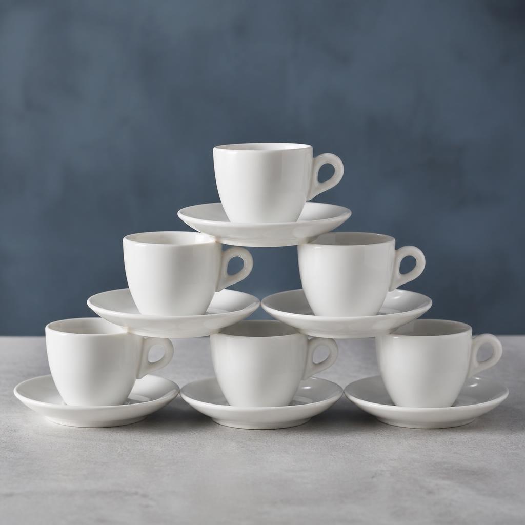Kit 6 Xícaras Porcelana Branca